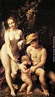 Correggio Canvas Paintings - Venus with Mercury and Cupid